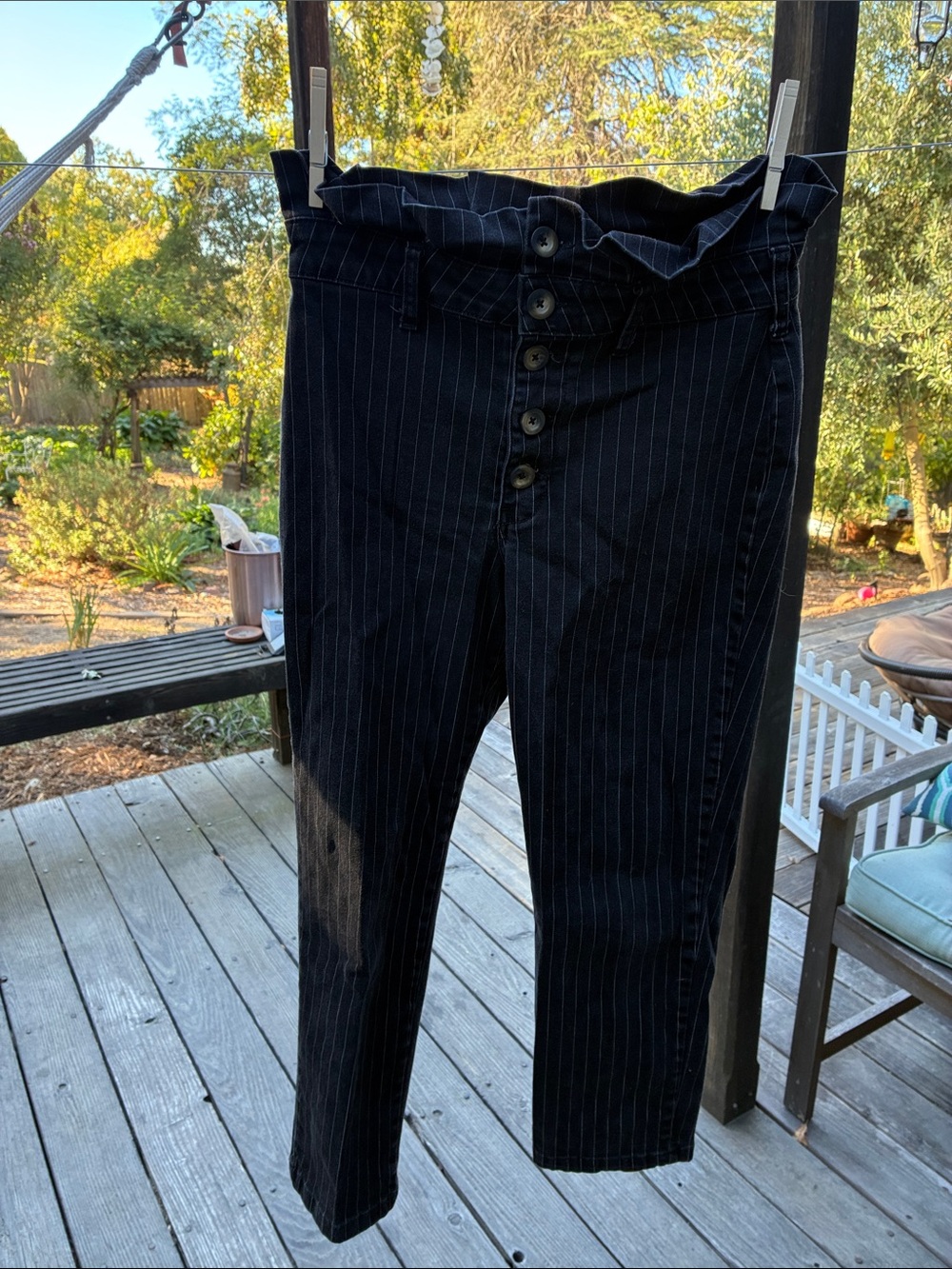 RARE! Free People Black Pinstripe Slim Straight 100% Cotton pants